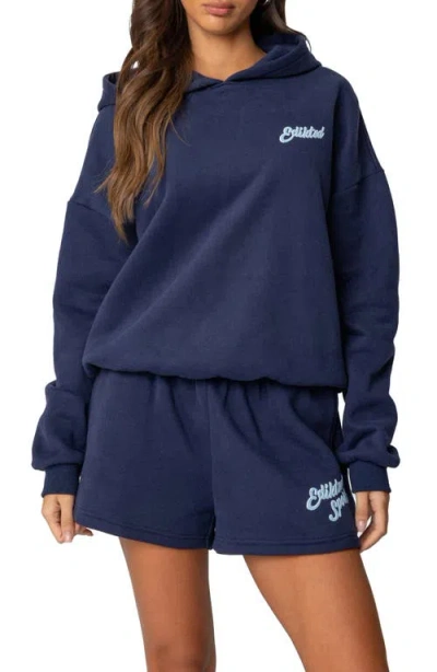 Edikted So Sporty Hoodie In Navy
