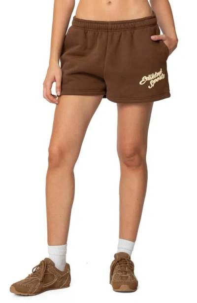 Edikted So Sporty Sweat Shorts In Brown