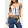 Edikted Sofey Stripe Denim Halter Top In Multi