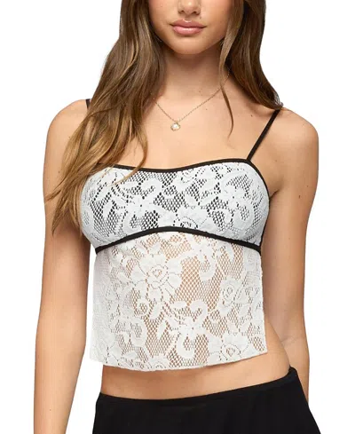 Edikted Solara Contrast Backless Sheer Crochet Top In Animal Print