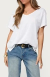 Edikted Sonora Oversized V Neck T Shirt In White