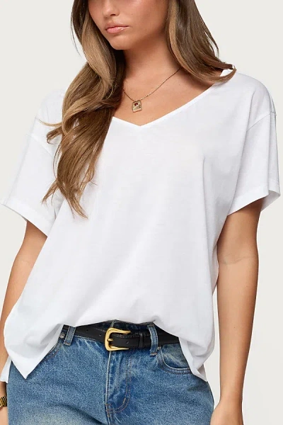 Edikted Sonora Oversized V Neck T Shirt Top In White, Women's At Urban Outfitters In Multi
