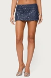 Edikted Sora Sequin Denim Miniskort In Blue