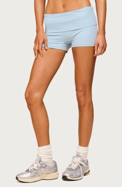 Edikted Soraia Foldover Biker Shorts In Blue