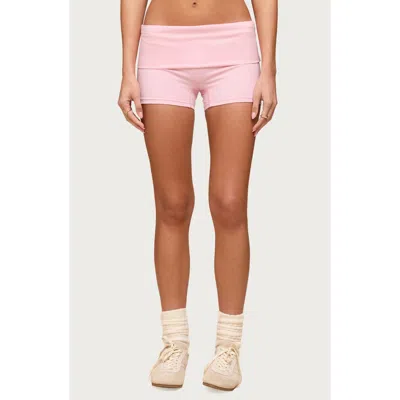 Edikted Soraia Foldover Biker Shorts In Pink