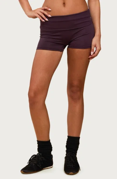 Edikted Soraia Foldover Bike Shorts In Purple