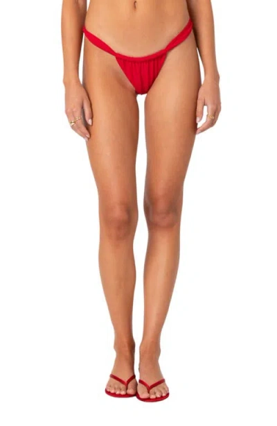 Edikted Soraya Ruched Bikini Bottoms In Red