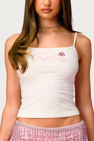 Edikted Sparkle Barbie Sequin Tank Top In White, Women's At Urban Outfitters In Pink