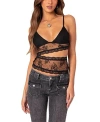 Edikted Spice Cutout Sheer Lace Camisole In Black