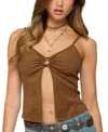 Edikted Split Front Faux Suede Tank Top