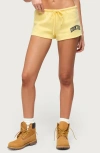 Edikted Sporty Babe Drawstring Micro Shorts In Yellow