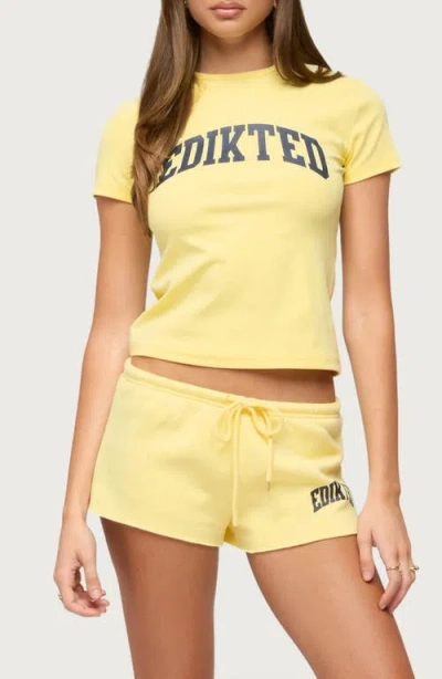 Edikted Sporty Babe Logo T-shirt In Yellow