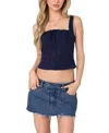 Edikted Cotton Stretch Poplin Corset Top In Navy