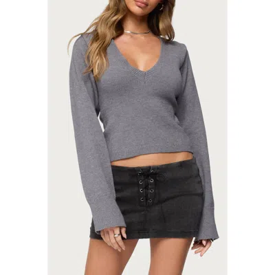 Edikted Stacie Crop Sweater In Gray