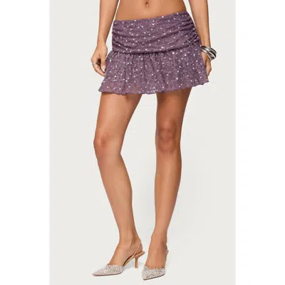 Edikted Staj Sequin Beaded Lace Low Rise Miniskirt In Pink