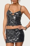 Edikted Stajie Diamond Pattern Sequin Camisole In Black