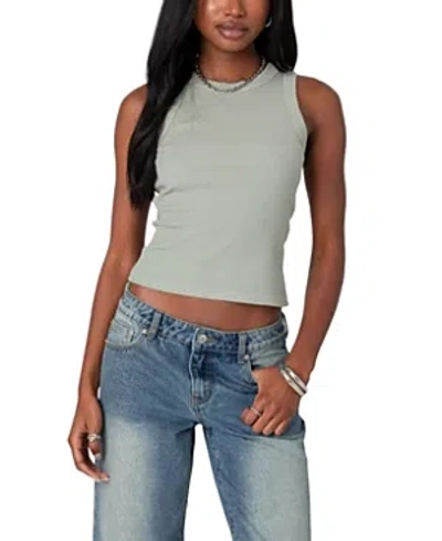 Edikted Standard Ribbed Tank Top In Sage