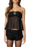 Edikted Starfish Embellished Strapless Top In Black