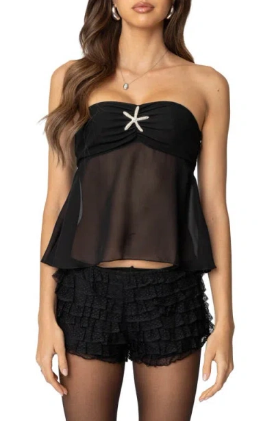 Edikted Starfish Embellished Strapless Top In Black