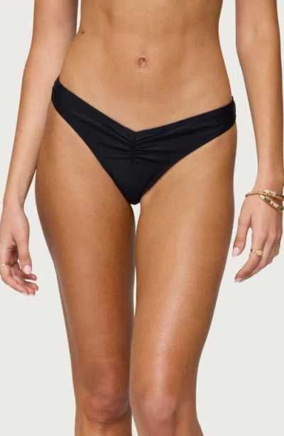 Edikted Starfish Ruched Bikini Bottoms In Black