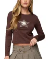 Edikted Starlett Long Sleeve Cotton T-shirt In Brown