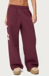 Edikted Starly Straight Leg Sweatpants In Burgundy