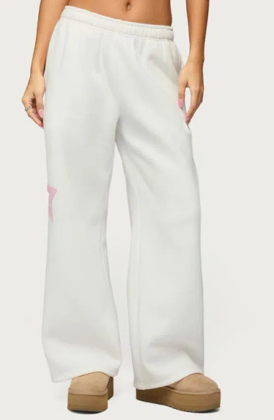 Edikted Starly Straight Leg Sweatpants In White