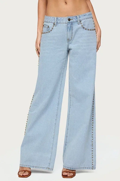 Edikted Stassie Studded Low Rise Jeans In Blue