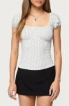 Edikted Stefania Polka Dot T-shirt In White
