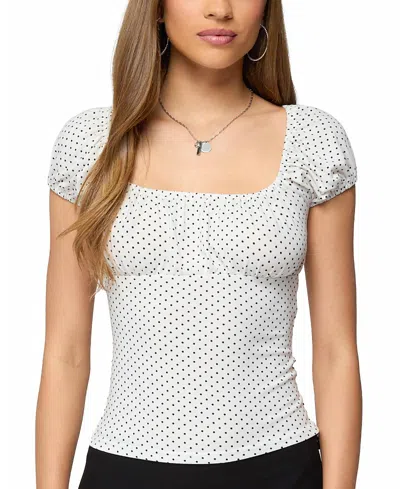 Edikted Stefania Polka Dot T-shirt In White
