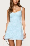 Edikted Stephanie Lace Mini Dress In Light/blue, Women's At Urban Outfitters In Blue