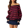 Edikted Sterling Stripe Off The Shoulder Sweater In Mix