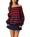 Edikted Sterling Stripe Off The Shoulder Sweater In Mix Multi