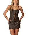 Edikted Stormi Lace Up Corset In Brown
