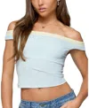 Edikted Strada Contrast Trim One-shoulder Top In Blue