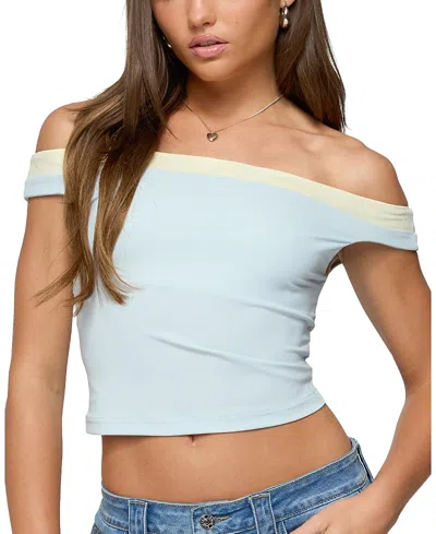 EDIKTED STRADA CONTRAST OFF SHOULDER TOP