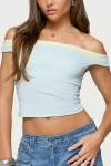 Edikted Strada Contrast Trim One-shoulder Top In Blue