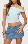Edikted Strada Contrast Trim One-shoulder Top In Blue