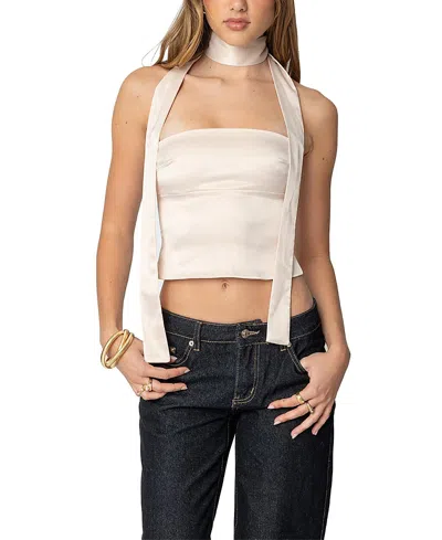 Edikted Strapless Two Piece Scarf Top In Champagne