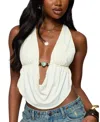 Edikted Strappy Open Back Cowl Neck Crop Top In White
