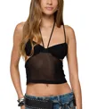 Edikted Strappy Sheer Mesh Cupped Top In Black