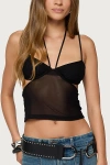 Edikted Strappy Sheer Mesh Cupped Top In Black