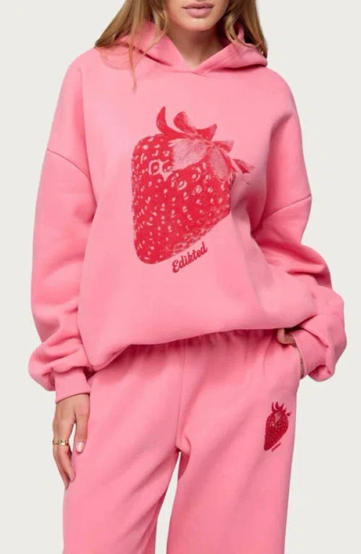 Edikted Strawberry Babe Hoodie In Pink