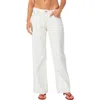 Edikted Strawberry Bow Pocket Straight Leg Jeans In White