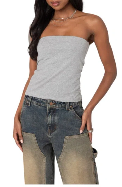 Edikted Stretch Cotton Tube Top In Gray-melange