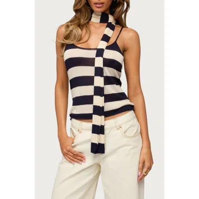 Edikted Stripe Knit Tank & Scarf In Multi