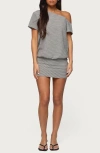 Edikted Stripe One-shoulder Minidress In Multi