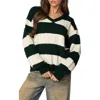 Shop Edikted Stripe Oversized Cable Knit Sweater In Green