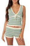 Edikted Stripe Scallop Trim Knit Tank In Mix