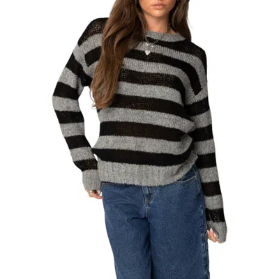 Edikted Stripe Sweater In Black/grey